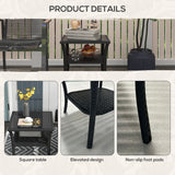 Glass Top Outdoor Garden Coffee Table With PE Rattan Frame Square - Velmora