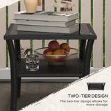 Glass Top Outdoor Garden Coffee Table With PE Rattan Frame Square - Velmora