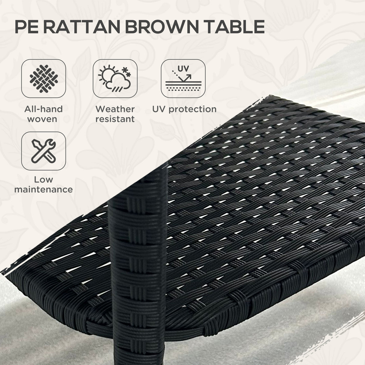 Glass Top Outdoor Garden Coffee Table With PE Rattan Frame Square - Velmora