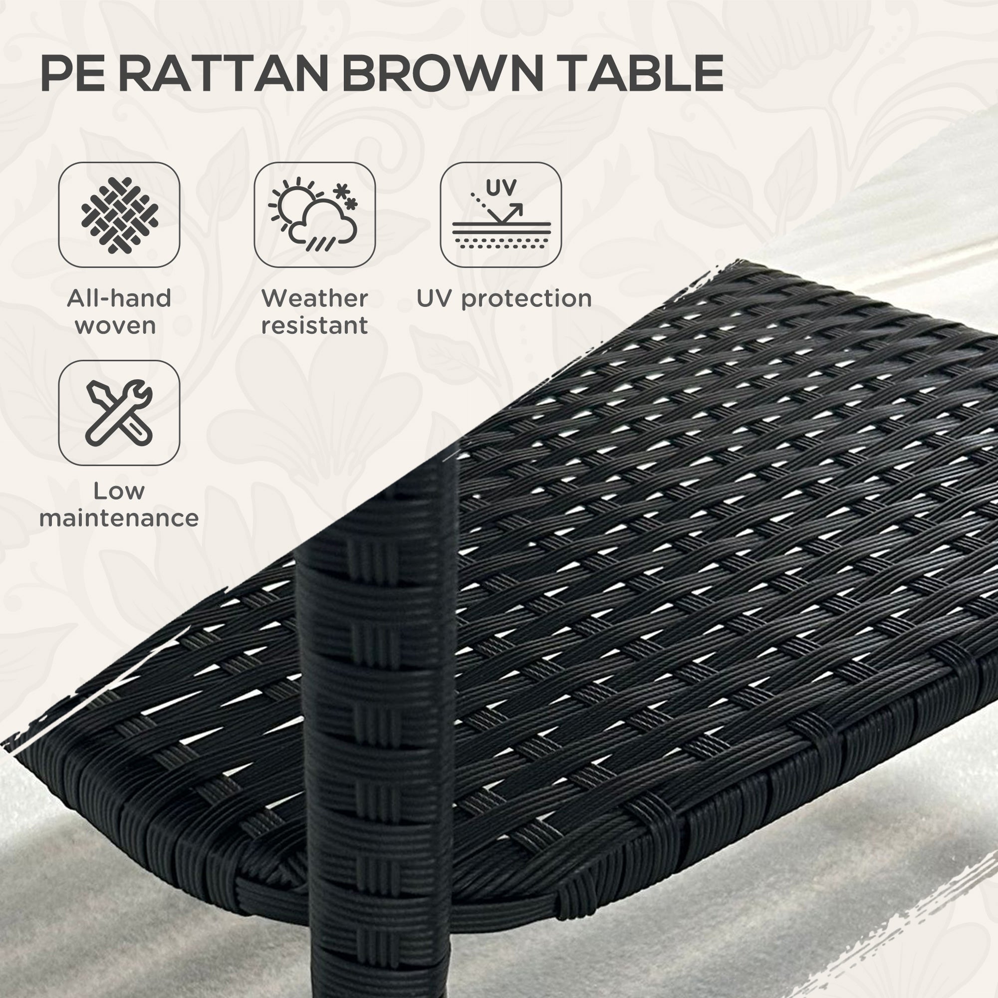 Glass Top Outdoor Garden Coffee Table With PE Rattan Frame Square - Velmora