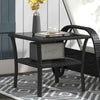 Glass Top Outdoor Garden Coffee Table With PE Rattan Frame Square - Velmora