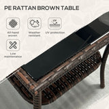 Glass Top Outdoor Garden Coffee Table With PE Rattan Frame Square - Velmora