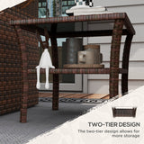 Glass Top Outdoor Garden Coffee Table With PE Rattan Frame Square - Velmora