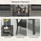 Glass Top Outdoor Garden Coffee Table With PE Rattan Frame Square - Velmora