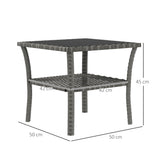 Glass Top Outdoor Garden Coffee Table With PE Rattan Frame Square - Velmora