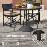 Glass Top Outdoor Garden Dining Table 100cm Wide With Parasol Hole - Velmora