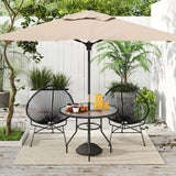 Glass Top Outdoor Garden Dining Table 100cm Wide With Parasol Hole - Velmora