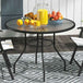 Glass Top Outdoor Garden Dining Table 100cm Wide With Parasol Hole - Velmora