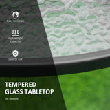 Glass Top Outdoor Garden Dining Table 106.5cm Wide With Parasol Hole - Velmora