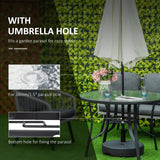 Glass Top Outdoor Garden Dining Table 106.5cm Wide With Parasol Hole - Velmora