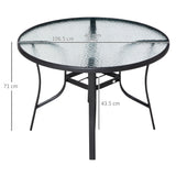 Glass Top Outdoor Garden Dining Table 106.5cm Wide With Parasol Hole - Velmora