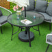 Glass Top Outdoor Garden Dining Table 106.5cm Wide With Parasol Hole - Velmora