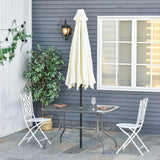 Glass Top Outdoor Garden Dining Table 120cm Wide for 6 People With Parasol Hole - Velmora