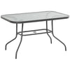 Glass Top Outdoor Garden Dining Table 120cm Wide for 6 People With Parasol Hole - Velmora