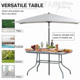 Glass Top Outdoor Garden Dining Table 140cm Wide for 6 People With Parasol Hole - Velmora