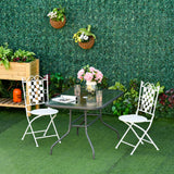 Glass Top Outdoor Garden Dining Table 140cm Wide for 6 People With Parasol Hole - Velmora