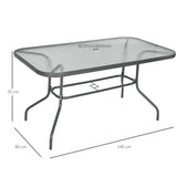 Glass Top Outdoor Garden Dining Table 140cm Wide for 6 People With Parasol Hole - Velmora