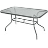Glass Top Outdoor Garden Dining Table 140cm Wide for 6 People With Parasol Hole - Velmora