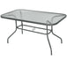 Glass Top Outdoor Garden Dining Table 140cm Wide for 6 People With Parasol Hole - Velmora