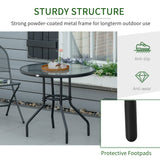 Glass Top Outdoor Garden Dining Table 80cm Wide With Parasol Hole - Velmora