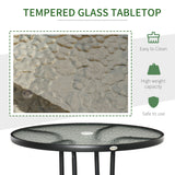 Glass Top Outdoor Garden Dining Table 80cm Wide With Parasol Hole - Velmora