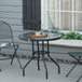 Glass Top Outdoor Garden Dining Table 80cm Wide With Parasol Hole - Velmora