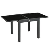 Glass Top Outdoor Garden Extending Dining Table for 4 to 6 People - Velmora