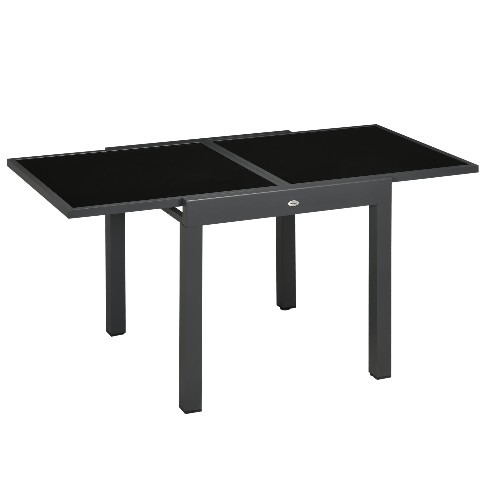 Glass Top Outdoor Garden Extending Dining Table for 4 to 6 People - Velmora