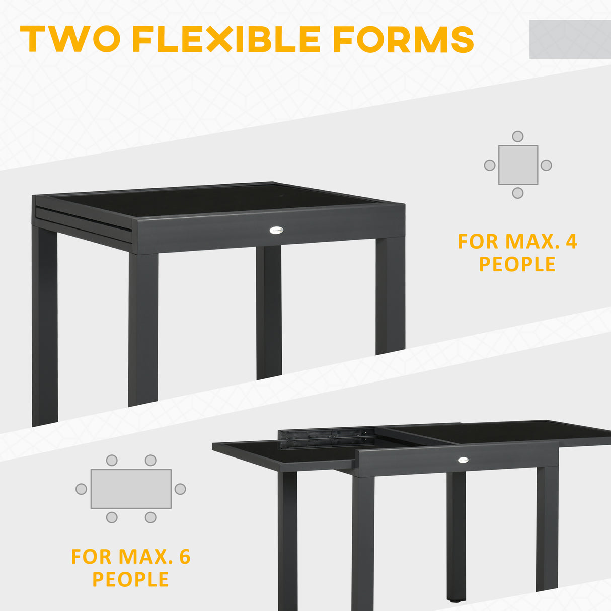 Glass Top Outdoor Garden Extending Dining Table for 4 to 6 People - Velmora