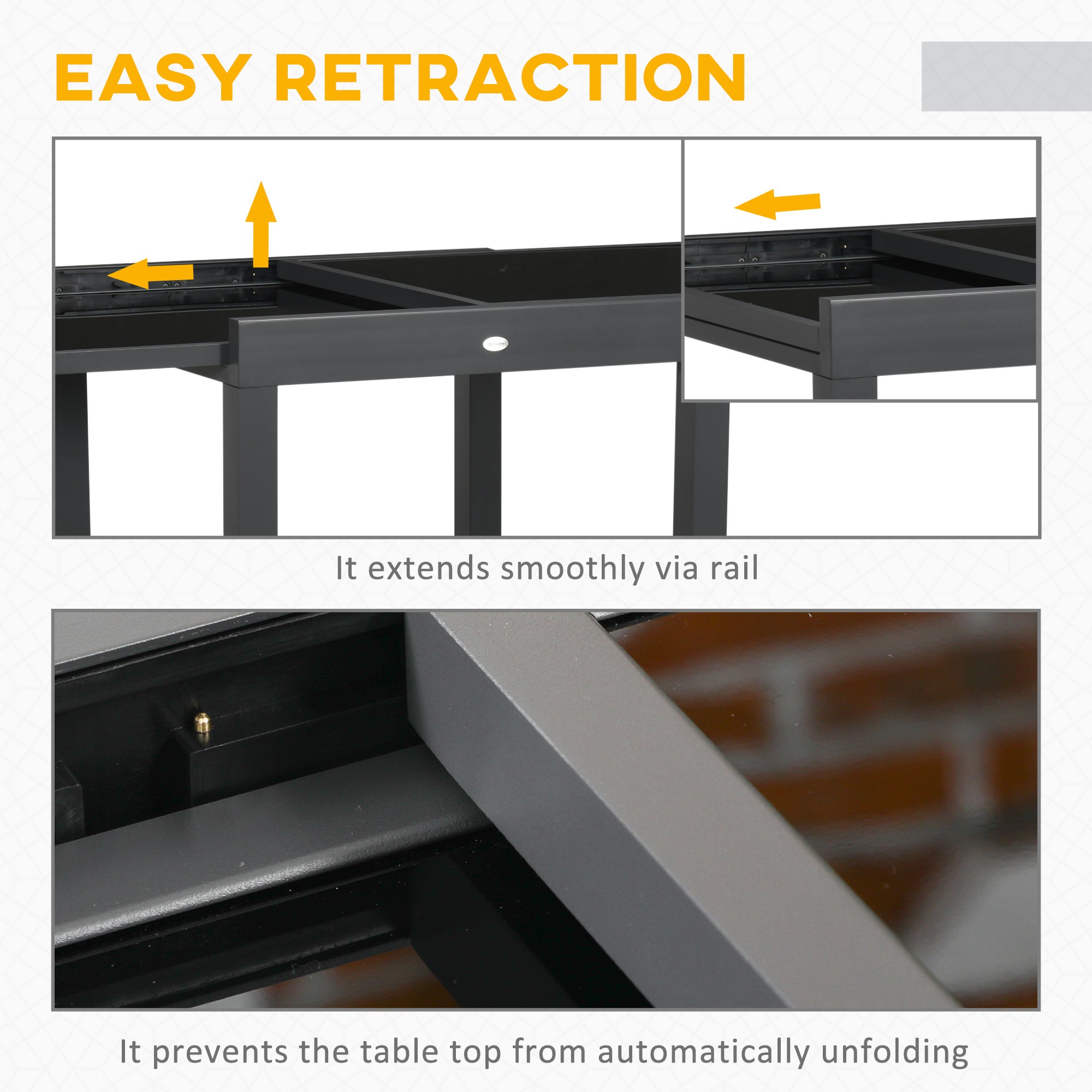 Glass Top Outdoor Garden Extending Dining Table for 4 to 6 People - Velmora