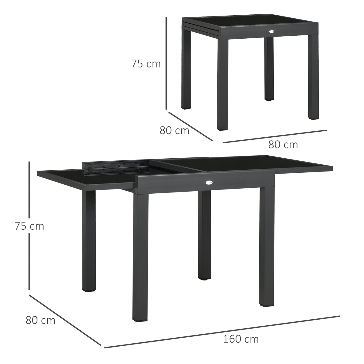 Glass Top Outdoor Garden Extending Dining Table for 4 to 6 People - Velmora