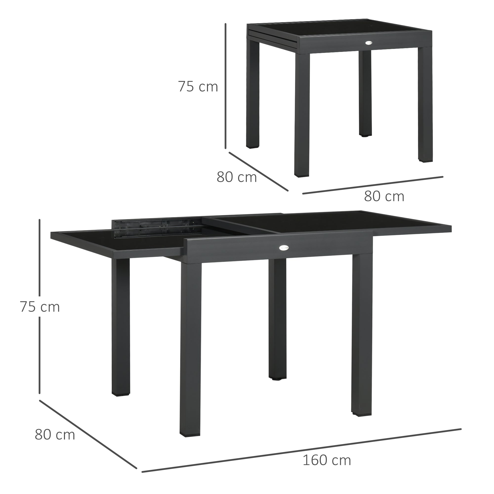Glass Top Outdoor Garden Extending Dining Table for 4 to 6 People - Velmora