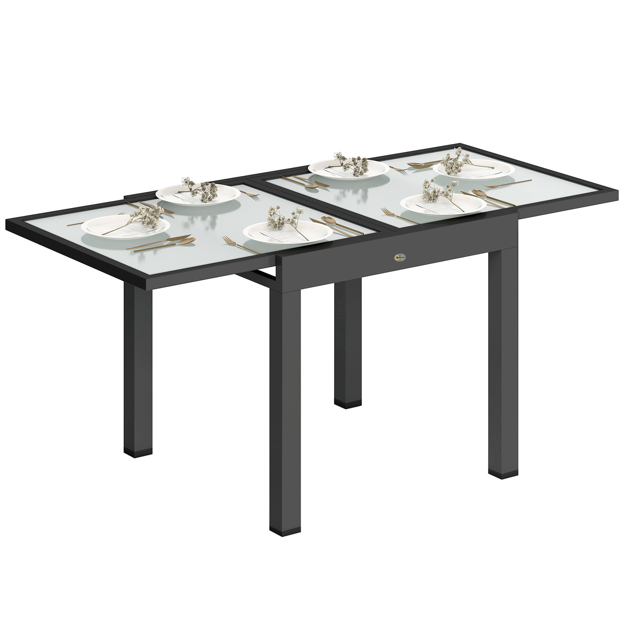 Glass Top Outdoor Garden Extending Dining Table for 4 to 6 People - Velmora