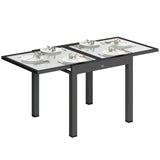 Glass Top Outdoor Garden Extending Dining Table for 4 to 6 People - Velmora