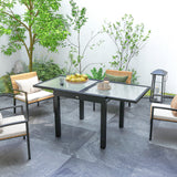 Glass Top Outdoor Garden Extending Dining Table for 4 to 6 People - Velmora