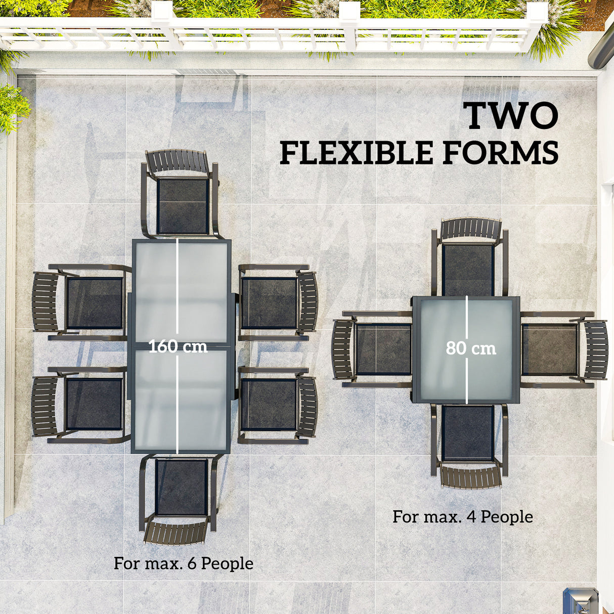 Glass Top Outdoor Garden Extending Dining Table for 4 to 6 People - Velmora