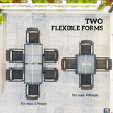Glass Top Outdoor Garden Extending Dining Table for 4 to 6 People - Velmora