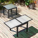 Glass Top Outdoor Garden Extending Dining Table for 4 to 6 People - Velmora