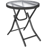 Glass Top Outdoor Garden Patio Side Table Round - Velmora