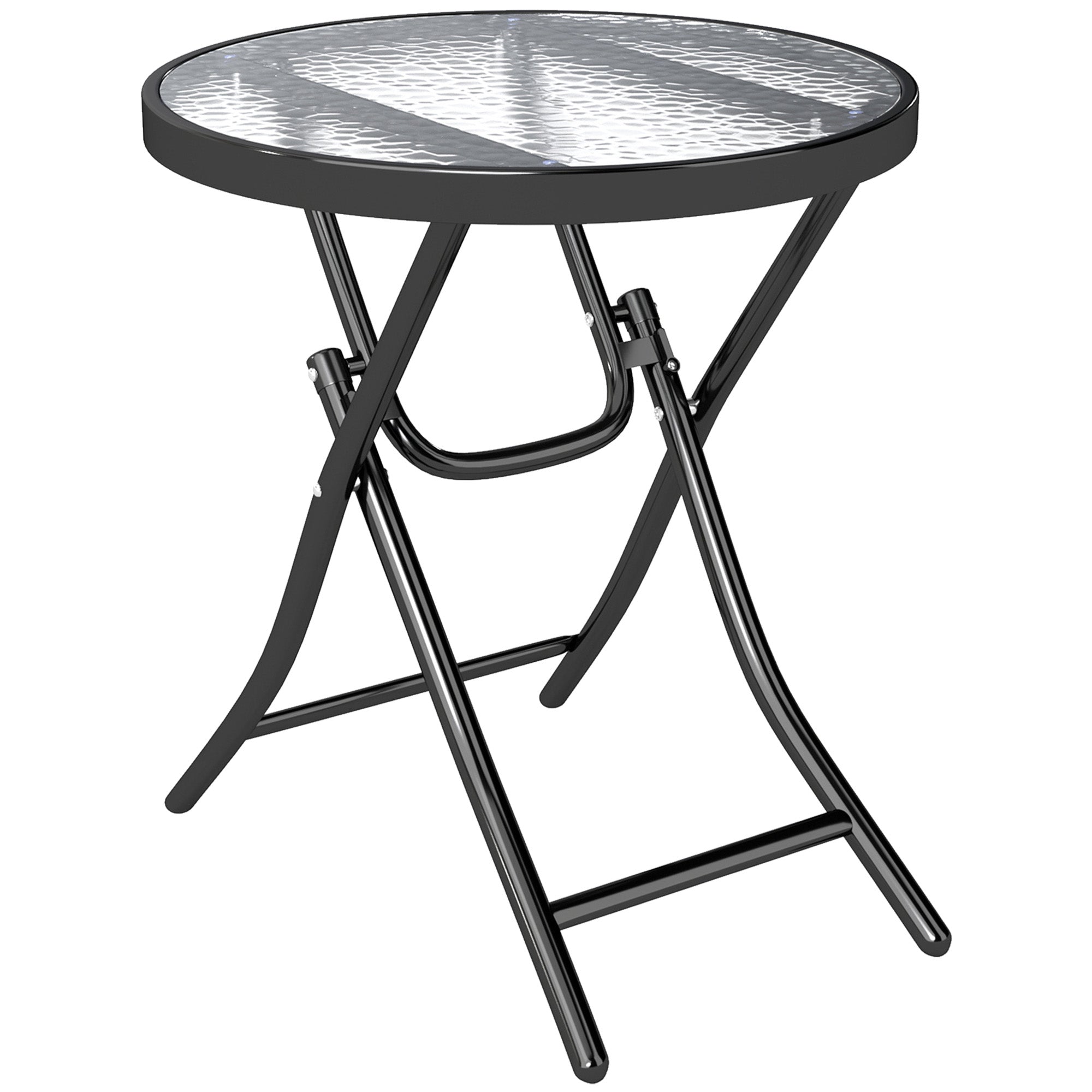 Glass Top Outdoor Garden Patio Side Table Round - Velmora