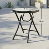 Glass Top Outdoor Garden Patio Side Table Round - Velmora