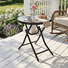 Glass Top Outdoor Garden Patio Side Table Round - Velmora