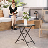 Glass Top Outdoor Garden Patio Side Table Square - Velmora