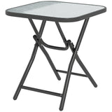 Glass Top Outdoor Garden Patio Side Table Square - Velmora