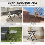 Glass Top Outdoor Garden Patio Side Table Square - Velmora