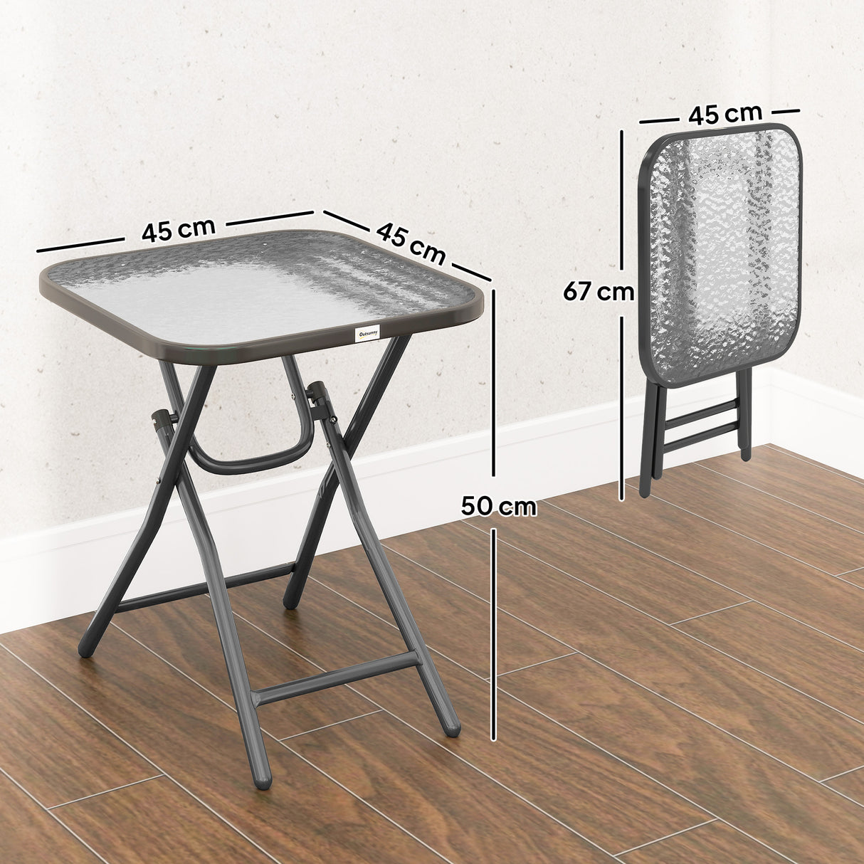 Glass Top Outdoor Garden Patio Side Table Square - Velmora