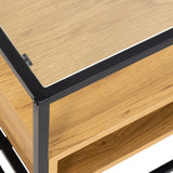 Glass TV Stand With 2 Oak Shelves - Randolf