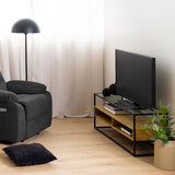 Glass TV Stand With 2 Oak Shelves - Randolf