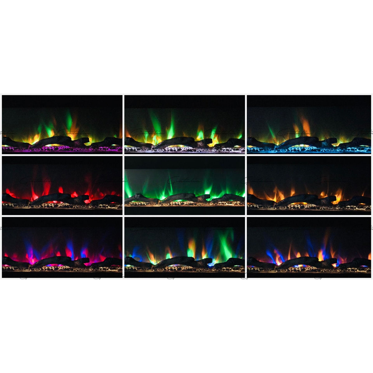 Glass Wall Insert or Mounted Electric Fire 78 Inch - Aurora