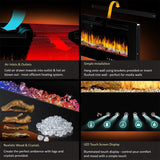 Glass Wall Insert or Mounted Electric Fire With Wi-Fi 50 Inch - Luminis